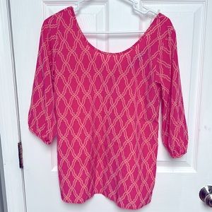 Pink and tan blouse